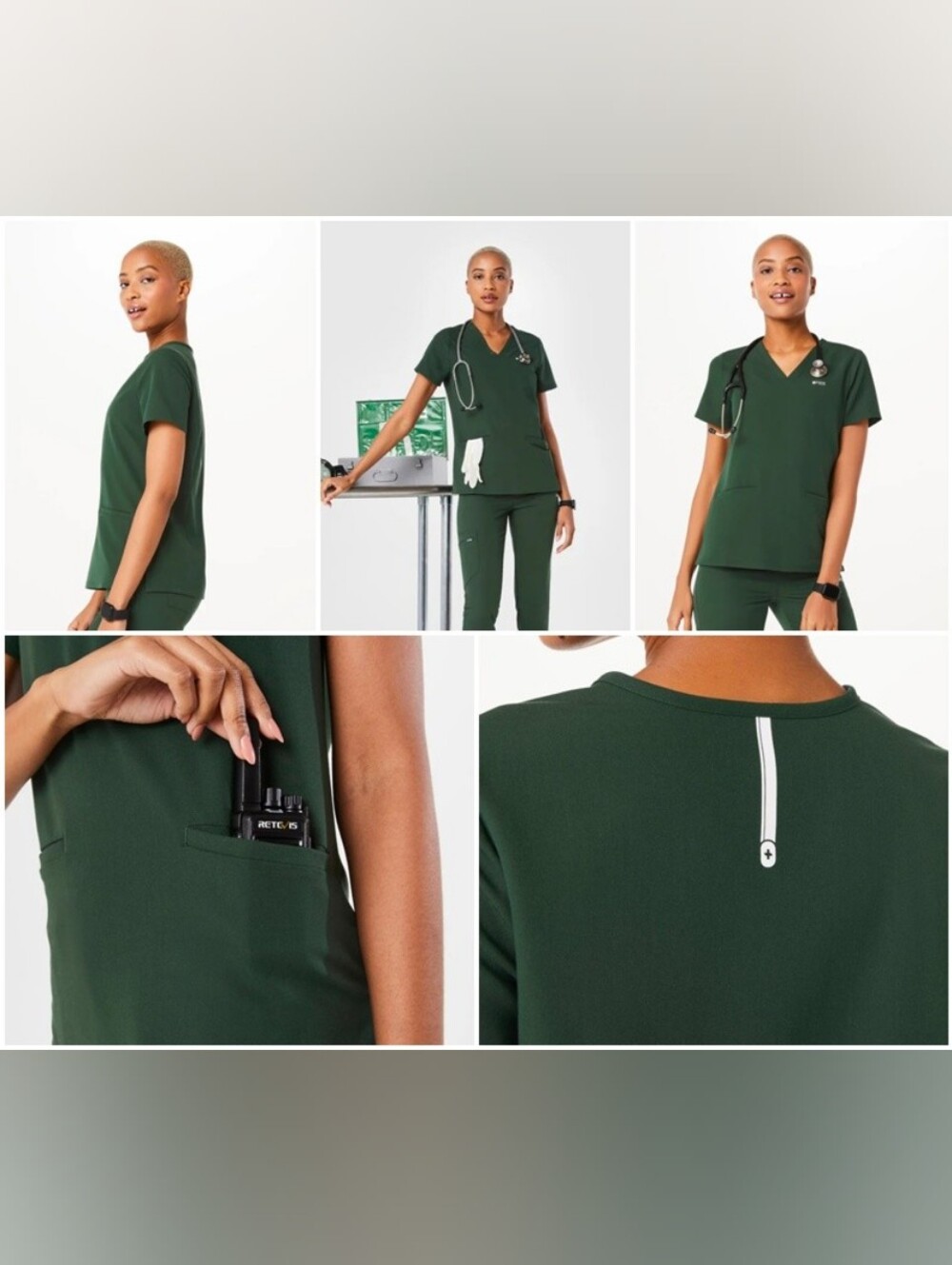 FIGS | Casma Three Pocket Scrub Top In British Racing Green - Picture 14 of 14